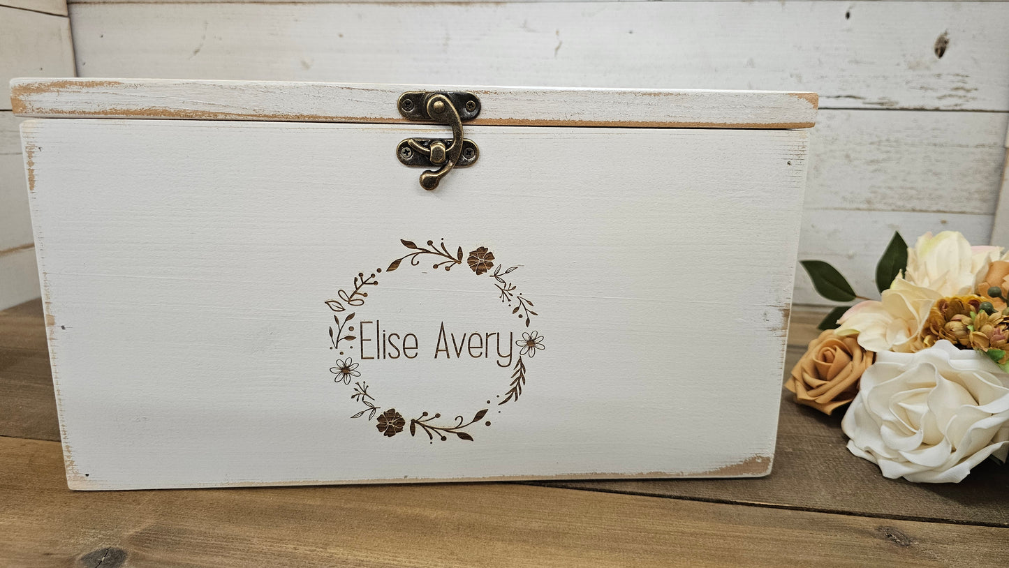 Personalized Keepsake Boxes, Wooden Memory Box, Time capsule box, Newborn Keepsake Box