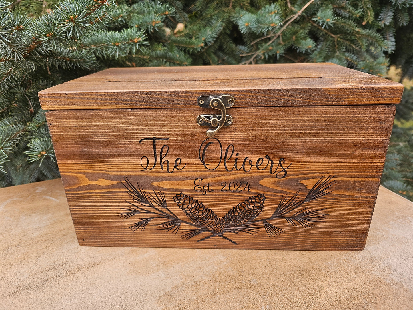 Personalized Card Box, Wedding Card box with a slot and a lock