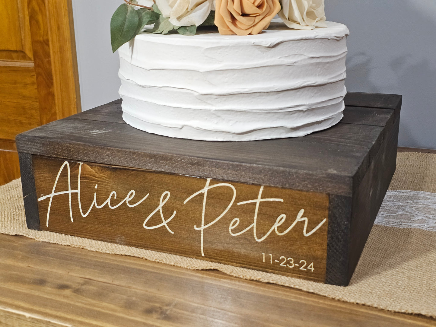 Personalized Cake Stand • Rustic Wedding Cake Stand • Wooden Cake Stand