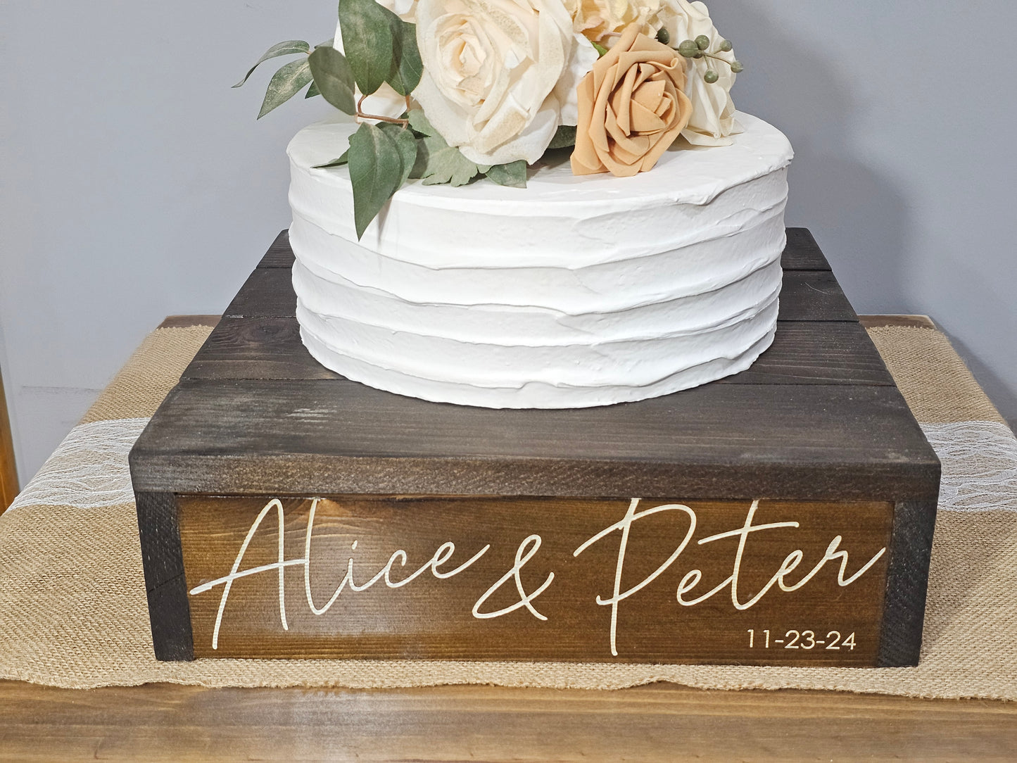 Personalized Cake Stand • Rustic Wedding Cake Stand • Wooden Cake Stand