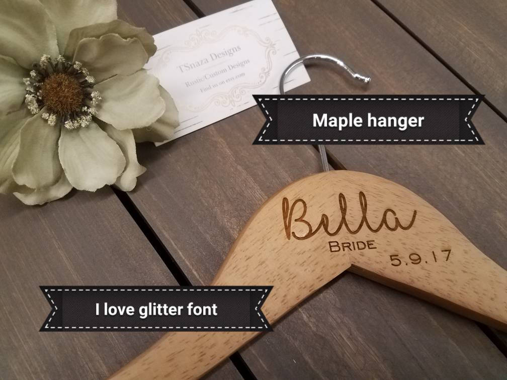 Bride Hanger, Bridesmaid Hanger, Flower Girl Hanger, Personalized Wooden Engraved Hanger, Bridal Dress Hanger