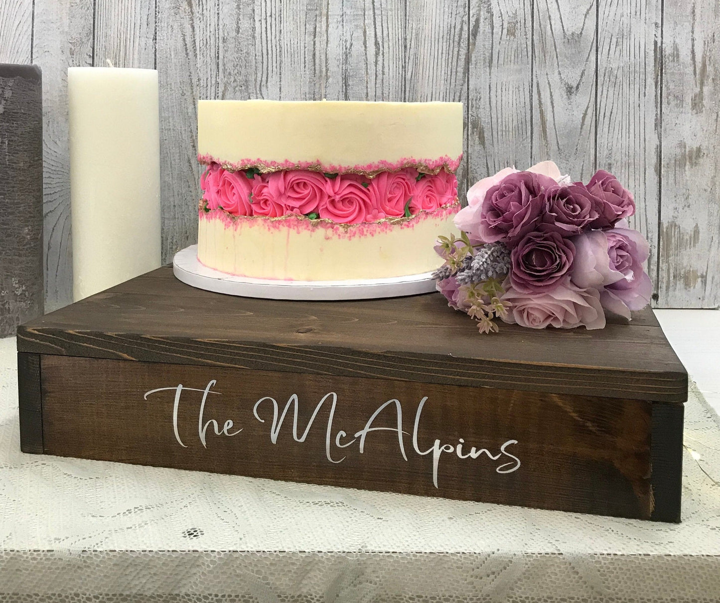 Personalized Cake Stand • Rustic Wedding Cake Stand • Wooden Cake Stand