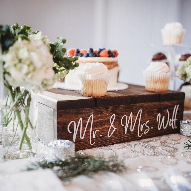 Personalized Cake Stand • Rustic Wedding Cake Stand • Wooden Cake Stand