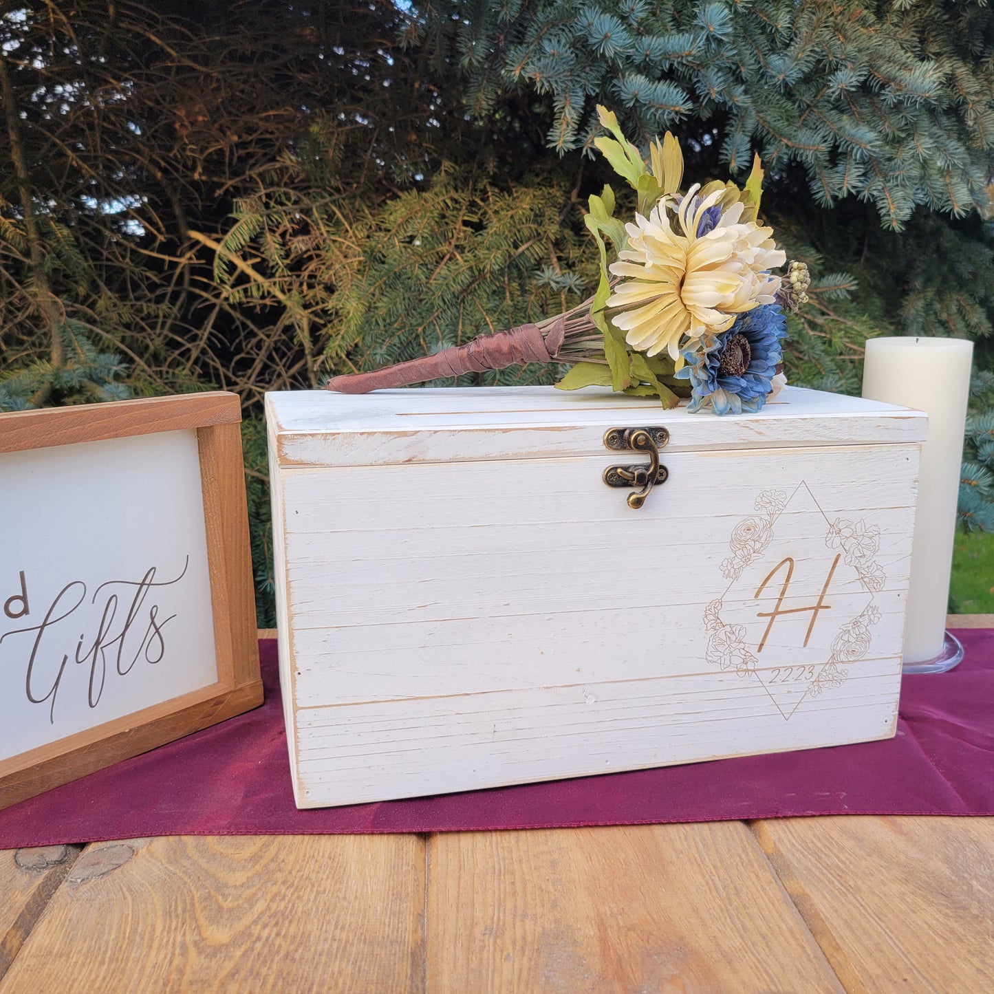 Personalized White Wedding Card Box