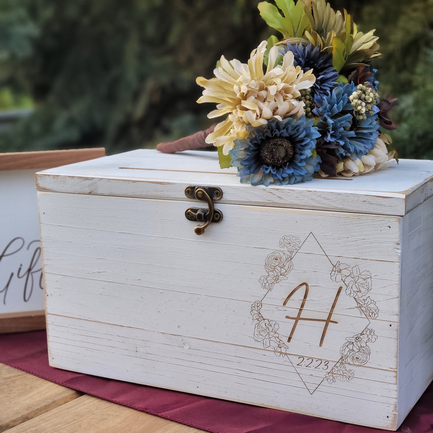 Personalized White Wedding Card Box