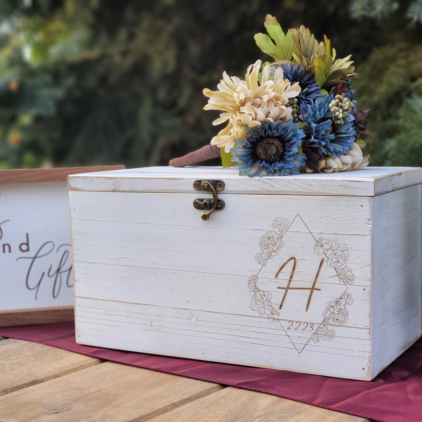 Personalized White Wedding Card Box