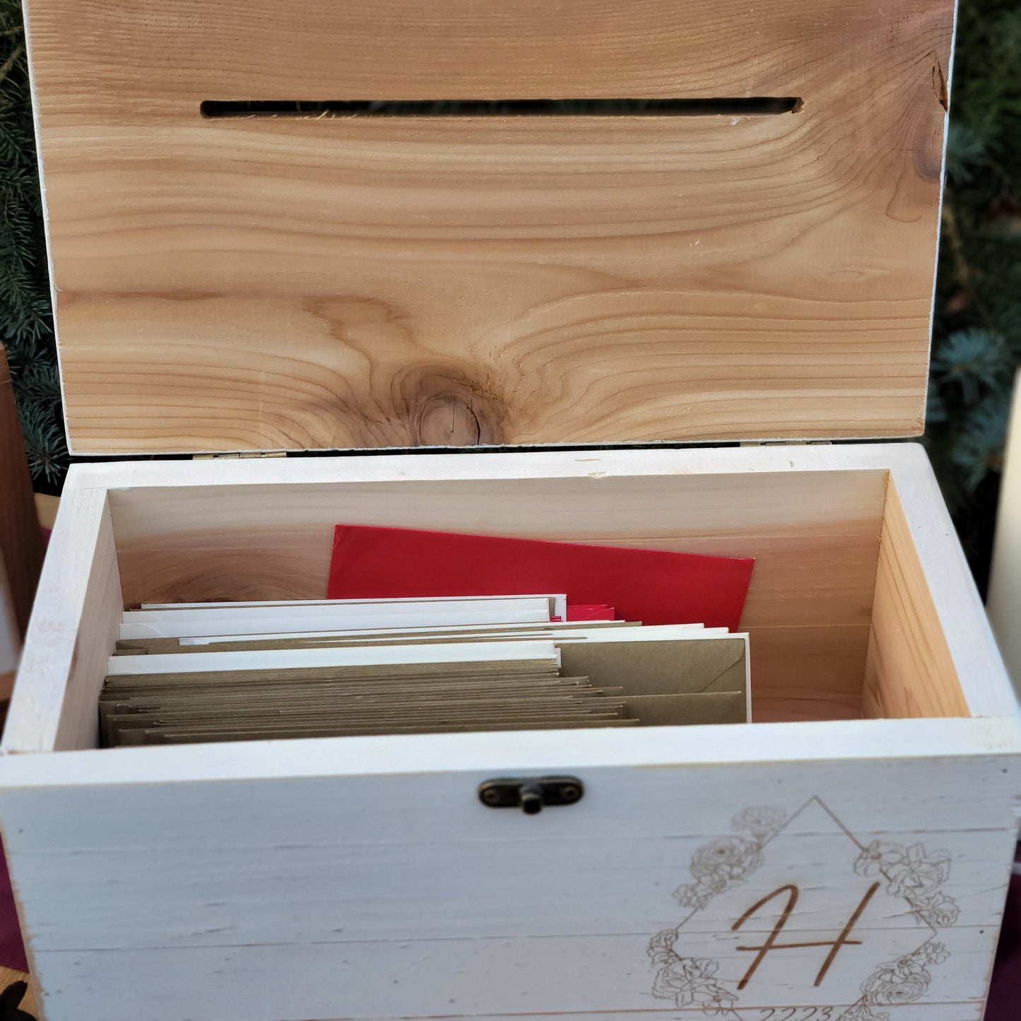 Personalized White Wedding Card Box