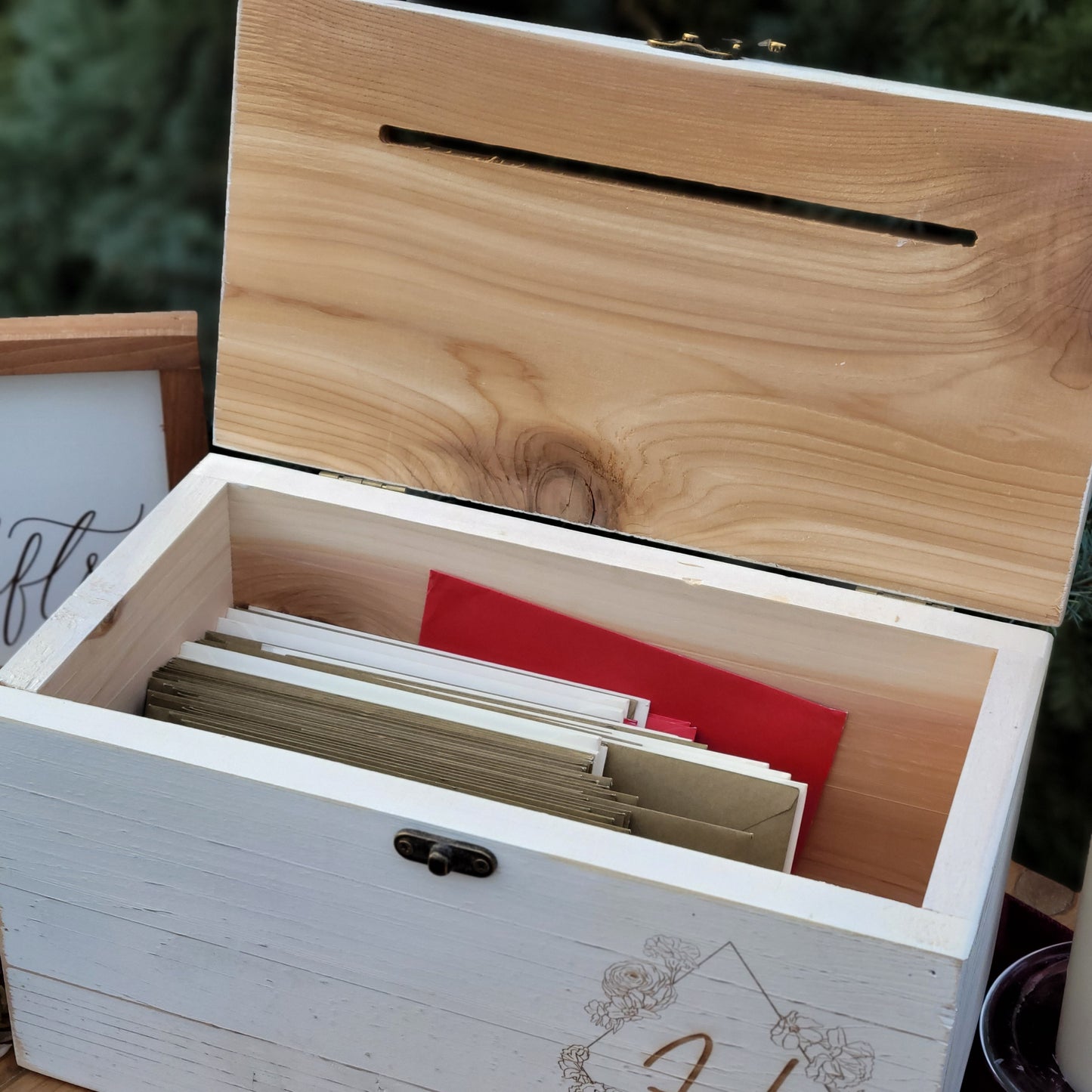 Personalized White Wedding Card Box