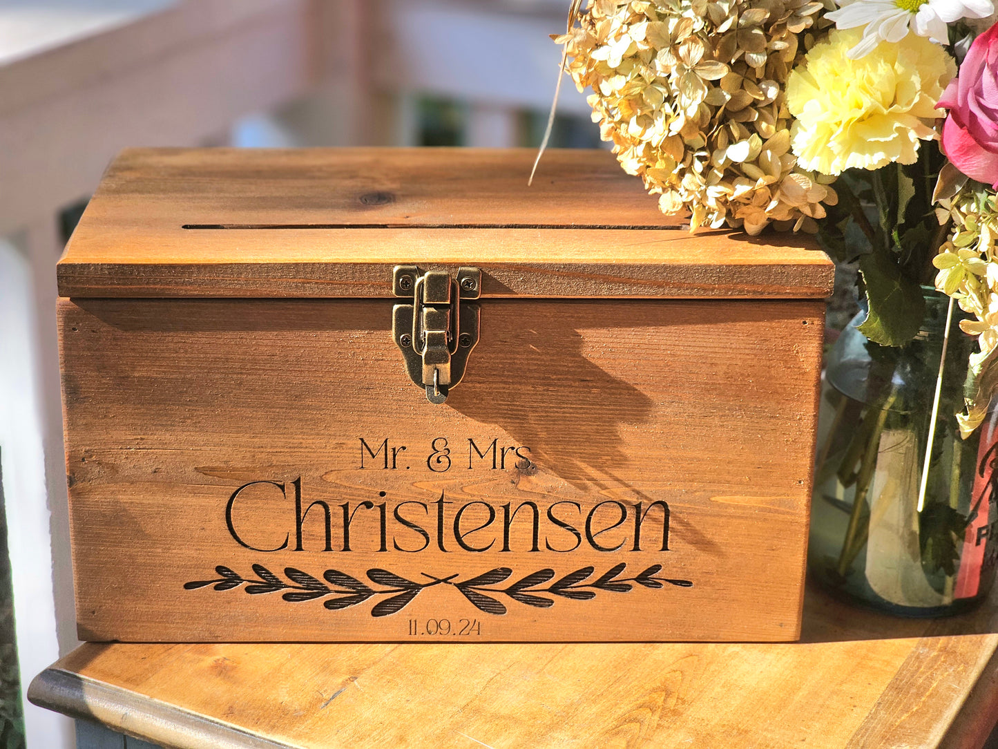 Rustic personalized Wedding Card Box