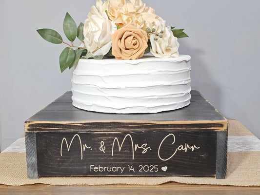Personalized Cake Stand • Rustic Wedding Cake Stand • Wooden  Cake Stand