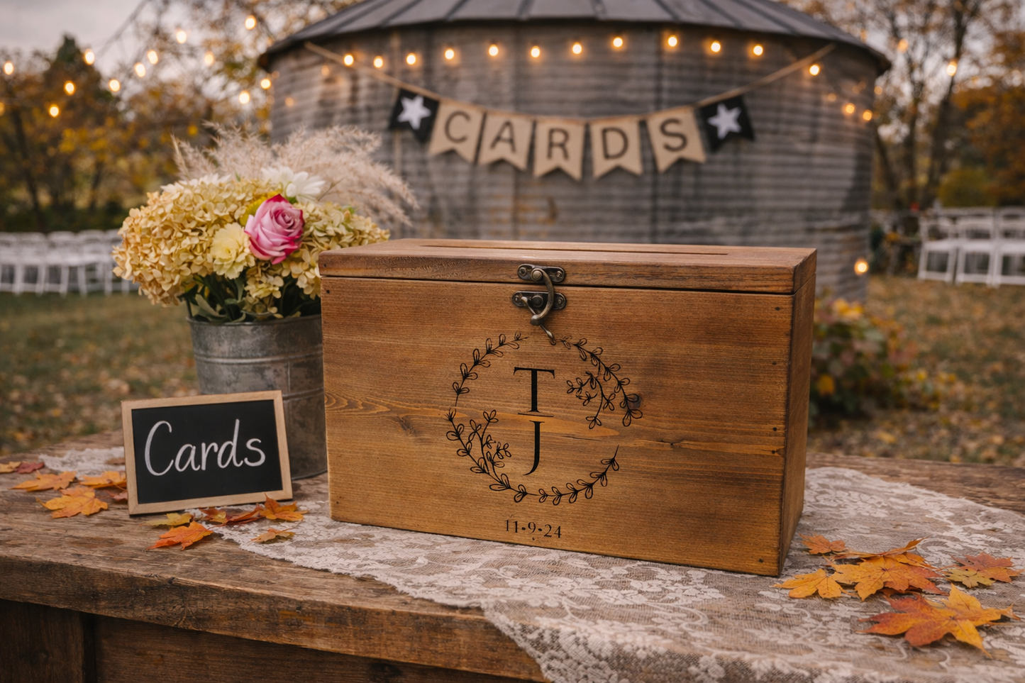 Card Box,  Wedding Card box with a slot,  Barn Wedding Decor