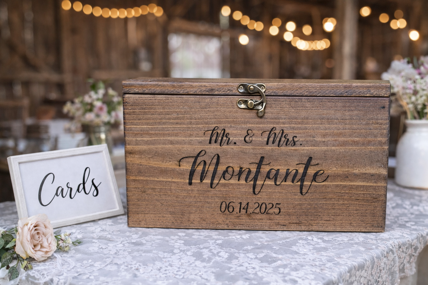 Personalized Card Box,  Wedding Card box with a slot and a lock