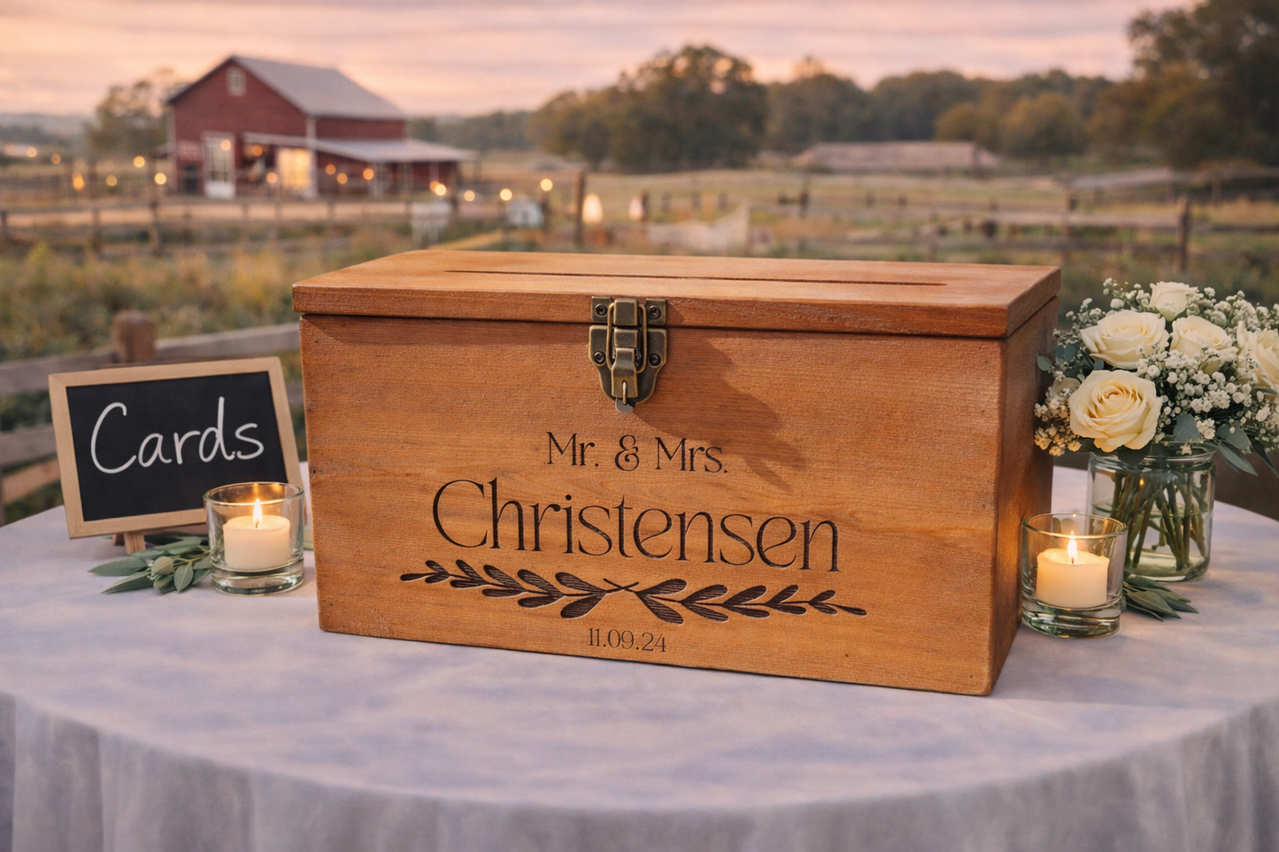 Rustic personalized Wedding Card Box