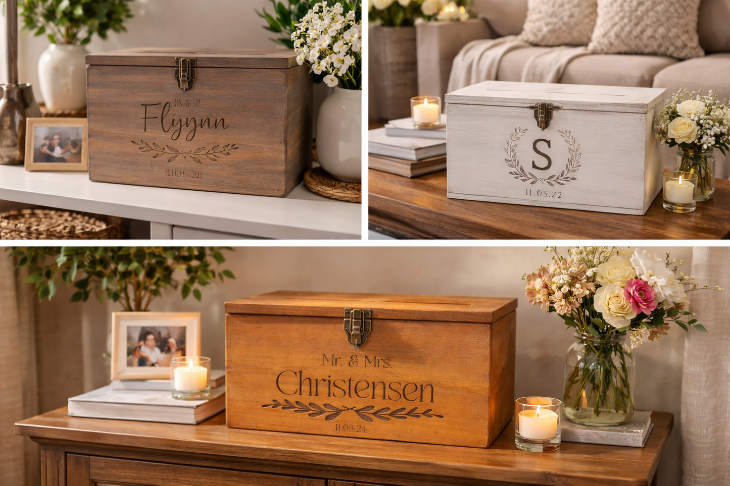 Rustic personalized Wedding Card Box