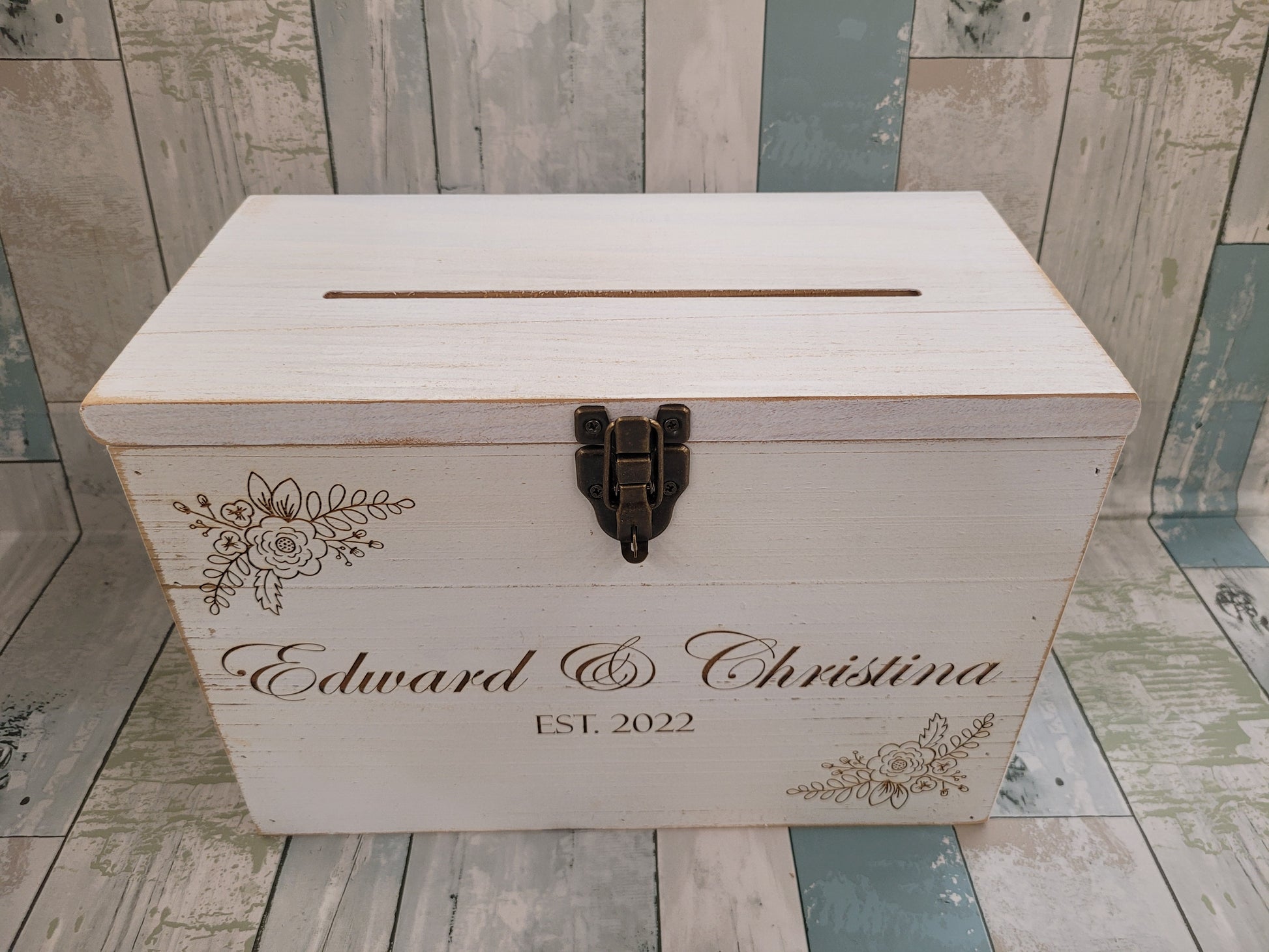 Wooden Wedding Card Holder Box with Lock