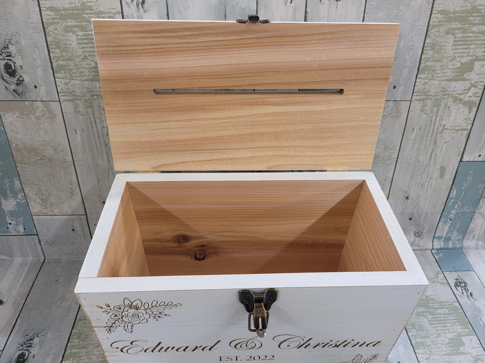 Wooden Wedding Card Box with Slot